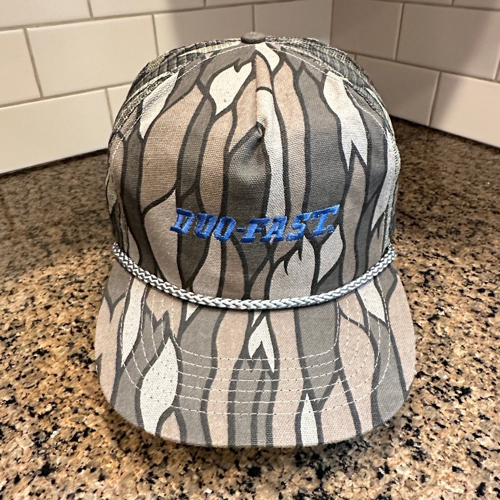 Vtg Duo-Fast OTTO CAP Trucker Hat Adjustable Camo Mesh Snapback Cap‎